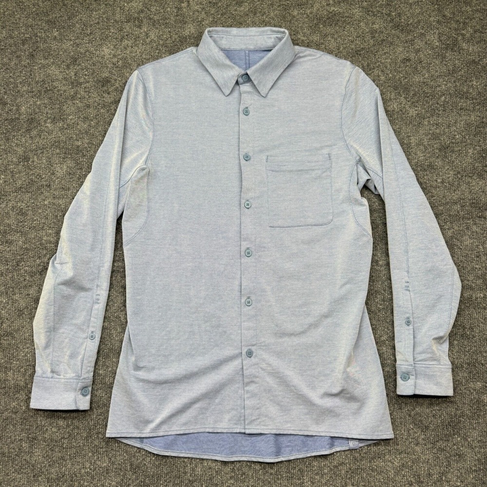 Lululemon Shirt Men's Small Blue Commission Camp Button Up Stretch Dress Casual